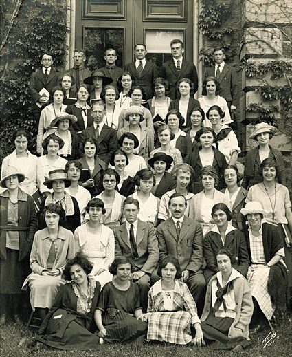 Professor Arthur “Doc” Allen (second row, fourth from the left) poses with his students in 1921, just six years after founding the Cornell Lab of Ornithology. Many early leaders in the field of ornithology conducted their early research at the Lab.