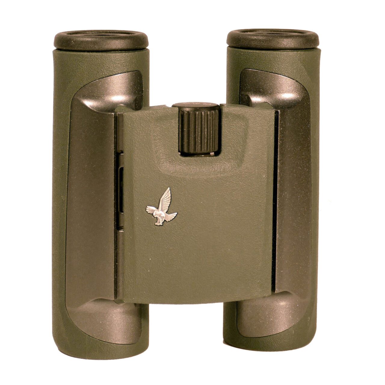Green and black binoculars with a silver eagle logo.