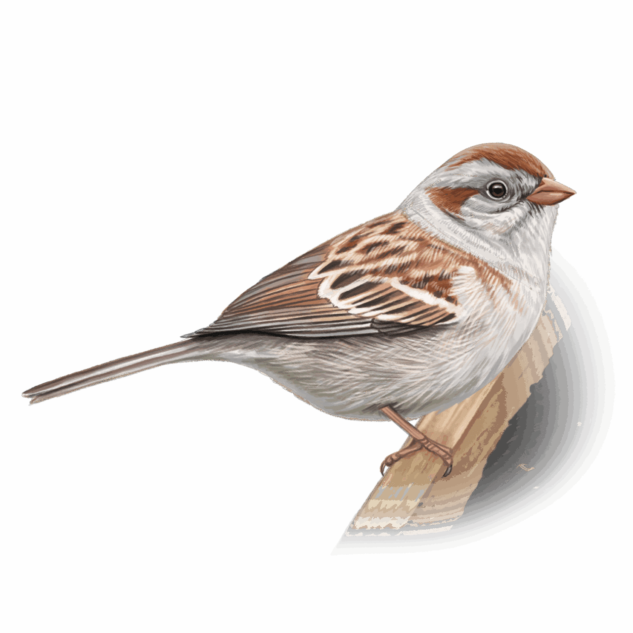 illustration of a small reddish brown sparrow